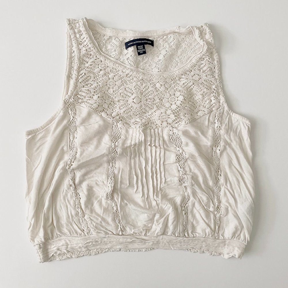 AMERICAN EAGLE Cropped Lace Tank, XS